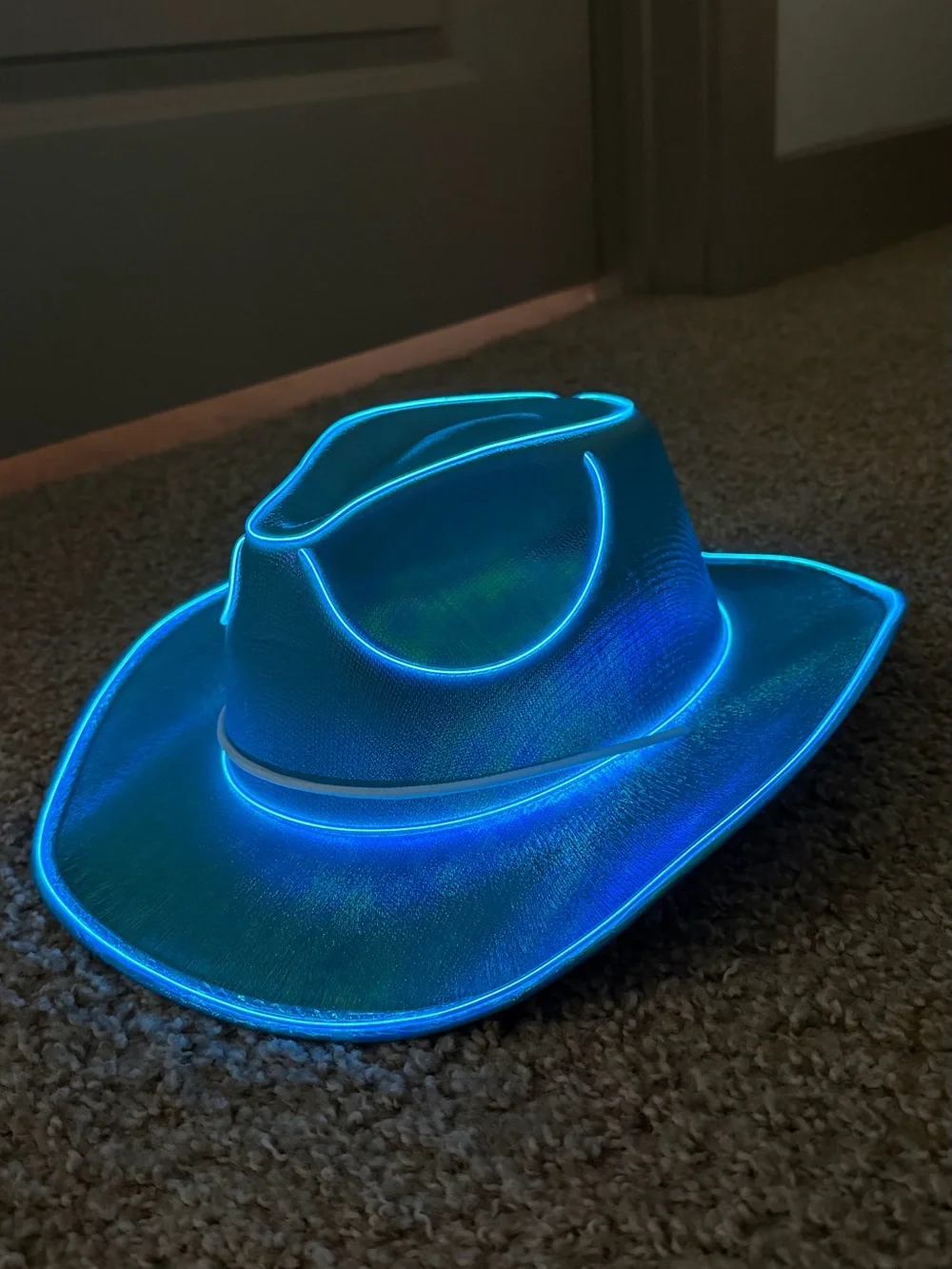 Neon LED Blue Cowboy Hat - Men Accessories